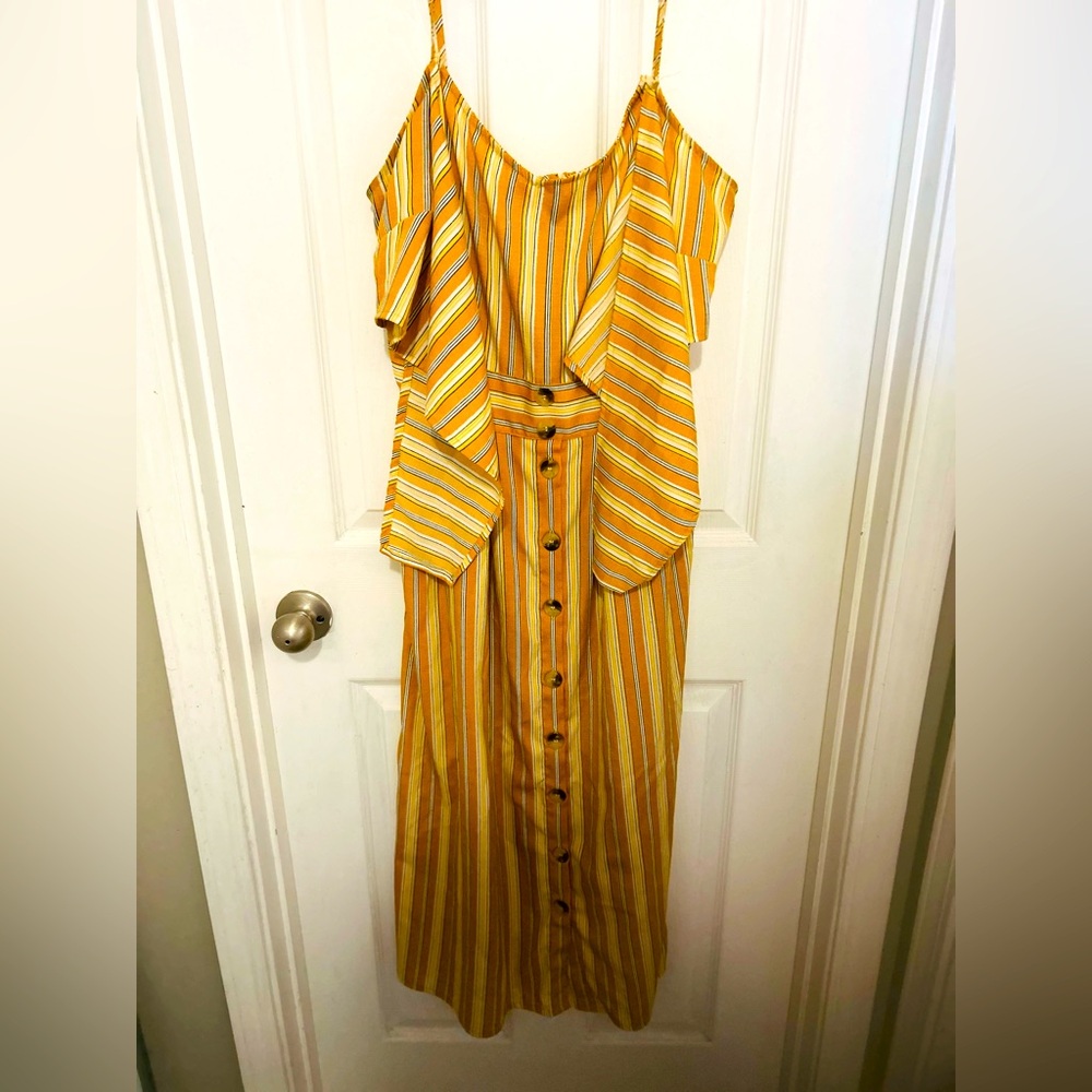 Striped Yellow Button-Down Dress